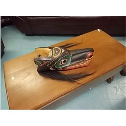 UNIQUE CARVED FIRST NATIONS MASK - WOLF - 16" L X 6 ½" W X 6" H