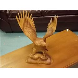 UNIQUE CARVED WOOD FIGURE - EAGLE - 20"H  X 12" WING SPAN TIP TO TIP
