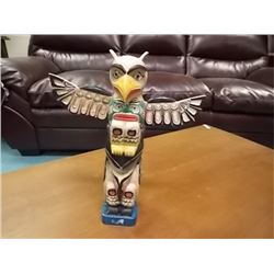 UNIQUE CARVED FIRST NATIONS TOTEM POLE  - WINGS - 10"  TALL