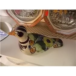 MID CENTURY TONALA POTTERY BIRD - SIGNED CAT MEXICO 37 - 8"
