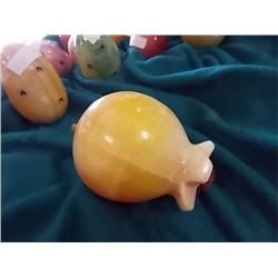 ALABASTER STONE FRUIT - POMEGRANATE - WOOD STEM