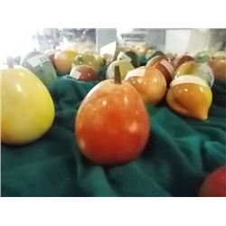 ALABASTER STONE FRUIT - PEAR - WOOD STEM