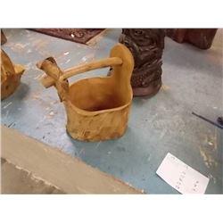 UNIQUE ALL DRIFT WOOD HAND CRAFTED WELL BUCKET - 12" TALL & 8" DIAMETER BUCKET - RETAIL APPROX. $100