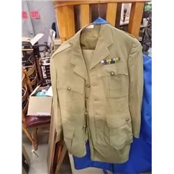 VINTAGE CANADIAN MILITARY  UNIFORM - JACKET & PANT - WITH BRASS BUTTONS