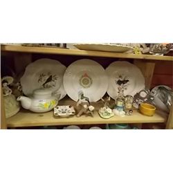 SHELF LOT OF COLLECTABLES AND CHINA