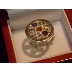 RING - CHAKRA ENERGY RING - GEMSTONE IN STERLING SILVER SETTING -