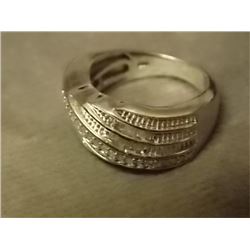 RING - DIAMOND-SET BAND STYLE RING - 0.20 CTW DIAMONDS - STERLING SILVER SETTING - ESTIMATED RETAIL 