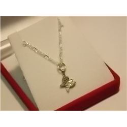 NECKLACE - GENUINE DIAMONDS IN STERLING SILVER SETTING - BUTTERFLY DESING - ON STERLING SILVER CHAIN