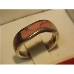 STERLING SILVER RING - INLAID WITH DRAGON VEIN GEM STAMPE 925
