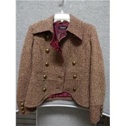 JACKET - GUESS - WOOL OUTTER SILK INSIDE, MISSING BUTTON - BROWN -  SIZE M