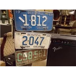 VINTAGE LICENSE PLATES - 1969-1968-1959 = 3 TTL