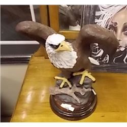 METAL EAGLE STATUE - 12" HIGH - 11 " WING SPAN