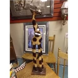 UNIQUE  HAND CRAFTED - ALL WOOD GIRAFFE - 24" light wood