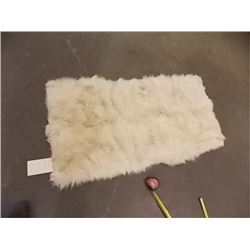 ANIMAL PELT - PATCHWORK - RETANGLE - RAW UNDERSIDE - 50 X 25" WHITE - WOLF?