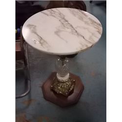 VINTAGE MARBLE TOP ACCENT TABLE - 16" DIAMETER TOP