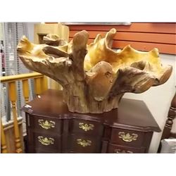 UNIQUE HAND CRAFTED TRUNK BOWL - ORNATE DESIGNED - EXTRA LARGE - 29" H X 313" WIDE & 33" DEEP AT TOP