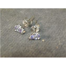 EARRINGS - TOTAL 1CT PEAR CUT TANZANITE SET IN STERLING SILVER - RETAIL ~$200