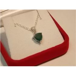 NECKLACE - NEW - EMERALD & DIAMOND IN STERLING SILVER SETTING - INCLUDES CERTIFICATE $300 - W-36