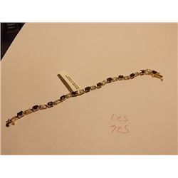 BRACELET - 4.0 CTW NEW SAPPHIRE AND DIAMOND IN GOLD OVER STERLING SILVER SETTING - BOX CLASP AND TAG
