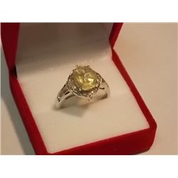 RING - 2.4CT CITRINE & DIAMONDS IN STERLING SILVER SETTING - INCLUDES CERIFICATE $450 - W-47