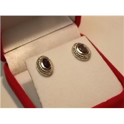 EARRINGS - NEW - 1.2CT SAPPHIRE & DIAMONDS IN STERLING SILVER SETTING - INCLUDES CERTIFICATE $300 - 