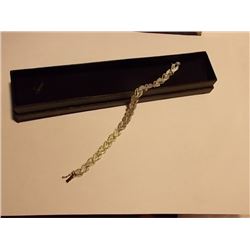 BRACELET - NEW STERLING SILVER LEAF DESIGN WITH GENUINE DIAMONDS - APPROX. RETIAL $225