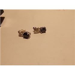 EARRINGS - NEW - 3.1 CTW SAPPHIRE AND GENUINE DIAMOND IN STERLING SILVER SETTING - HUGS AND KISSES D