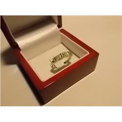 RING - GENUINE DIAMOND AND .60 CT PERIDOT BAND STYLE STERLING SILVER SETTING - INCLUDES CERTIFICATE 