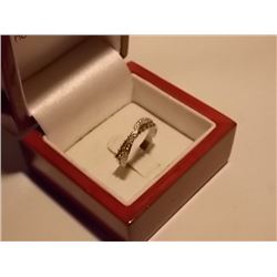 RING - GENUINE RUBY AND DIAMONDS IN STERLING SILVER SETTING WITH RODIUM OVERLAY FOR EXTRA DURABILITY