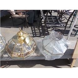 BRASS & GLASS CEILING LIGHT - GOLD & 1 black =2ttl