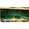 Image 1 : SHELF LOT OF POTTERY GREEN PLATES