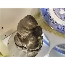 SOAP STONE CARVING - TAGGED "A WOLF ORIGINAL" - BEAVER AND PUPS