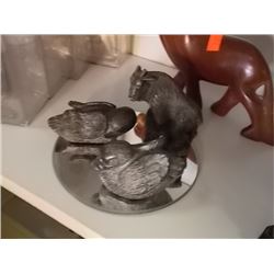 SOAP STONE CARVING - "A WOLF ORIGINAL" ? - NOT TAGGED - GOAT AND 2 BIRDS = 3 PC TOTAL