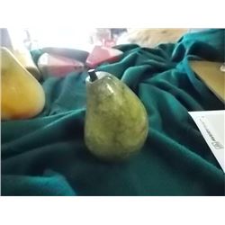 ALABASTER STONE FRUIT - PEAR - WOOD STEM