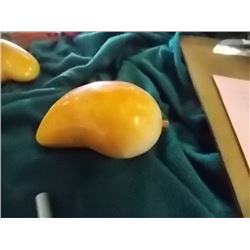 ALABASTER STONE FRUIT - MANGO - WOOD STEM
