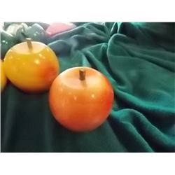 ALABASTER STONE FRUIT - APPLE - WOOD STEM