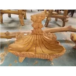 UNIQUE HAND CRAFTED TEAK WOOD  - BOWL  - 14"L X 9.5"W X 10.5"H - RETAIL ~$90