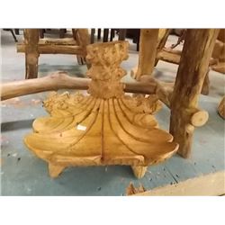 UNIQUE HAND CRAFTED TEAK WOOD  - BOWL  - 13"L X 10.5"W X 11"H - RETAIL ~$90