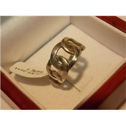 RING - STAMPED 925 - LINK DESIGN - SZ 7 - RG0120 RETAIL $99.99