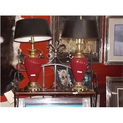 TABLE LAMPS - 2 TOTAL - BURGANDY