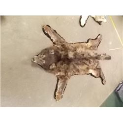 ANIMAL PELT - WOLF - HAS HEAD - FINISHED UNDERSIDE - 80" NOSE TO TAIL - BLACK/BROWN