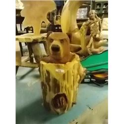 UNIQUE CHAINSAW CARVING - BEAR IN LOG