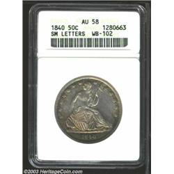 1840 50C Reverse of 1839 AU58 ANACS.
