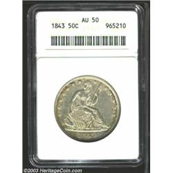 1843 50C AU50 ANACS.