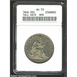 1846 50C Tall Date AU53 ANACS.