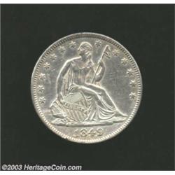 1849 50C AU50 Scratched, Cleaned Uncertified.