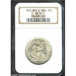 1853 50C Arrows and Rays MS61 NGC.
