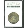 Image 1 : 1853 50C Arrows and Rays MS61 ANACS.