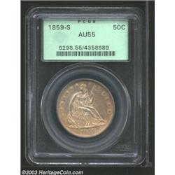 1859-S 50C AU55 PCGS.