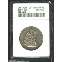 1860 50C --Cleaned--ANACS. Unc Details, Net AU55.